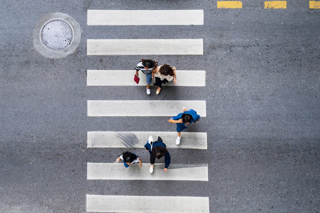 people crossing the street