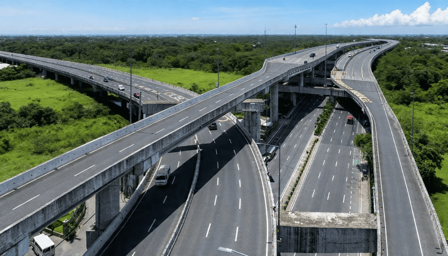 Skyway elevated highway network showing multi-level interchanges connecting routes from Alabang to Clark, Pampanga
